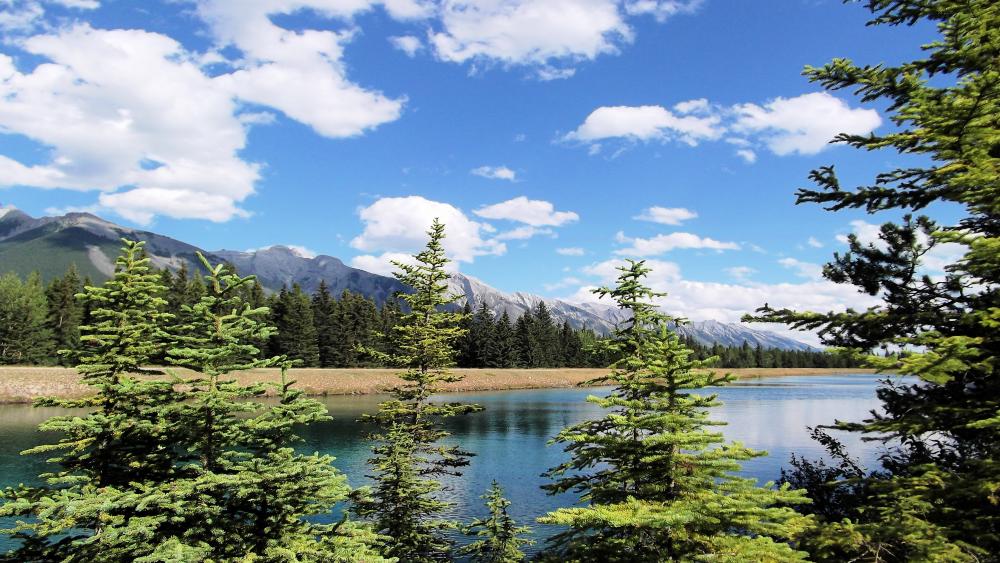 Mountain landscape and lake wallpaper