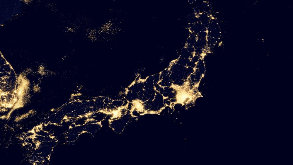 Night Lights of Honshu, Japan v2012 wallpaper