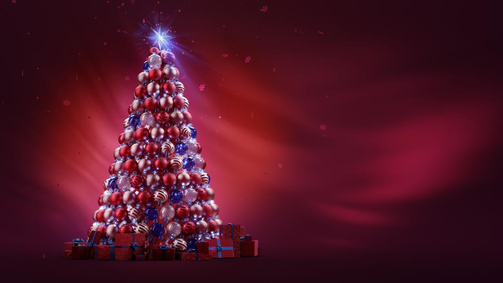 Christmas balls tree wallpaper