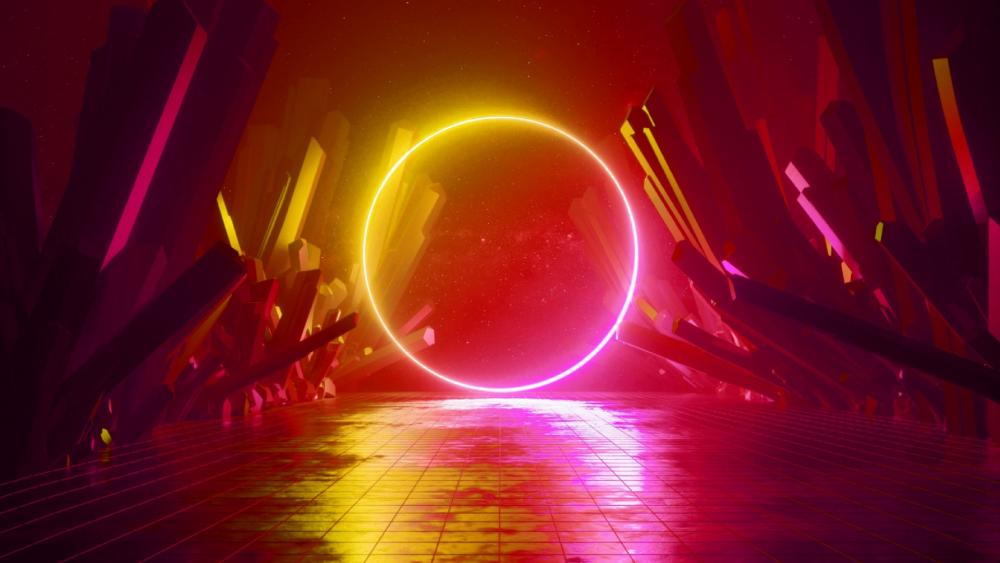 Neon Eclipse in a Digital Realm wallpaper