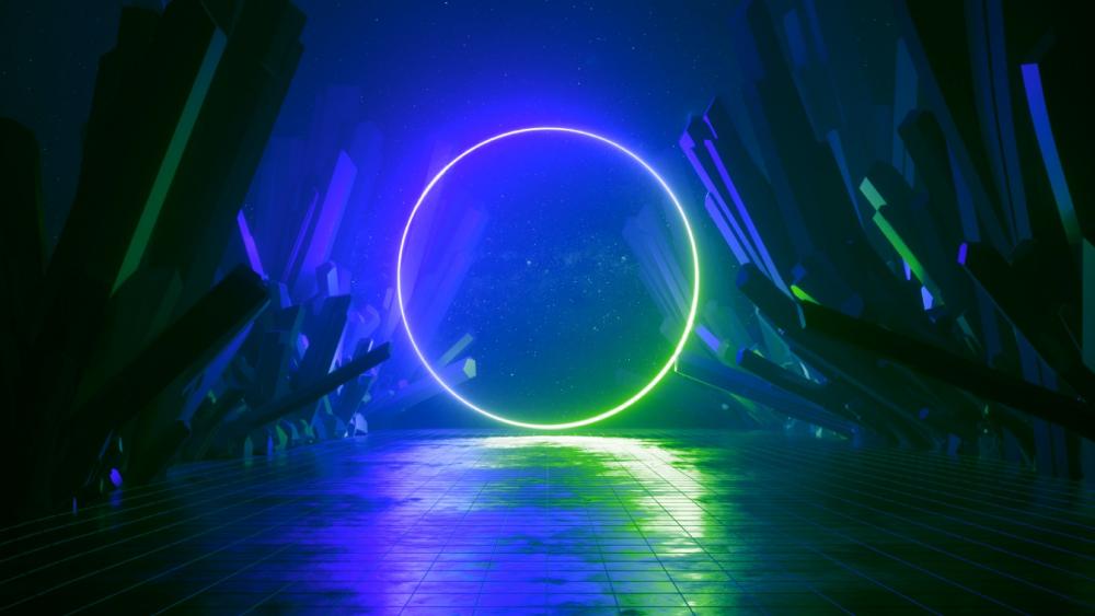 Neon Portal in a Synthwave Universe wallpaper