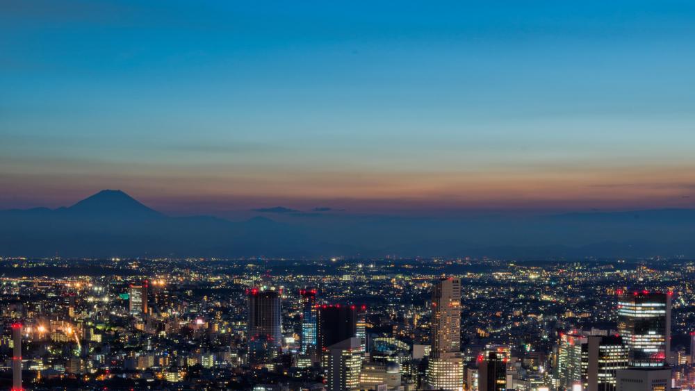 Tokyo Cityscape & Mount Fuji wallpaper