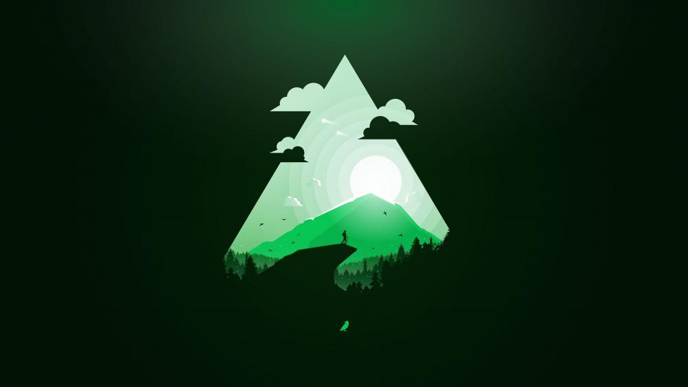 Mystical Green Mountain Landscape wallpaper