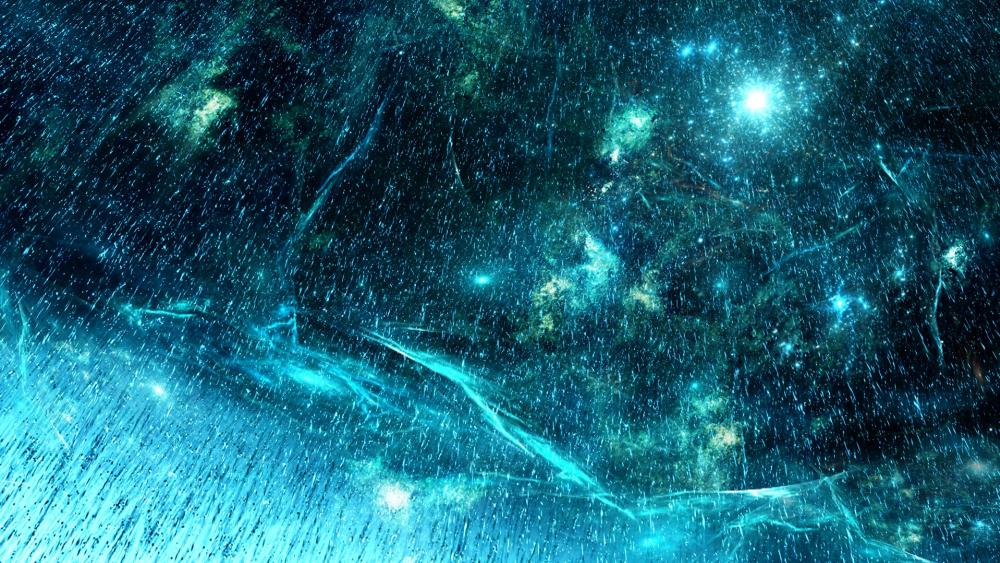 Torrential Rainstorm Beneath Starry Sky wallpaper
