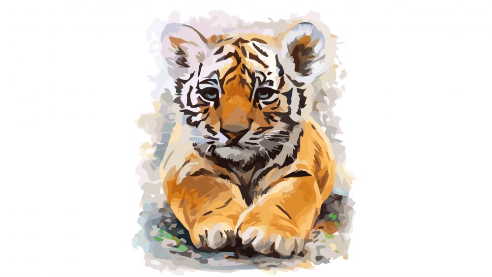 Baby Tiger painting wallpaper