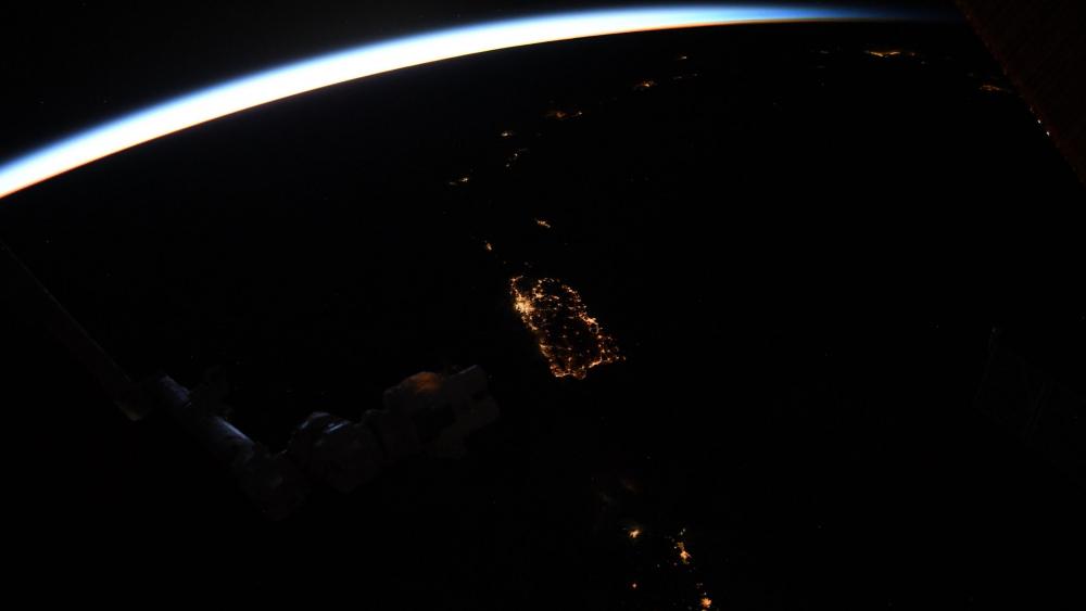 Puerto Rico at Night Viewed from ISS wallpaper