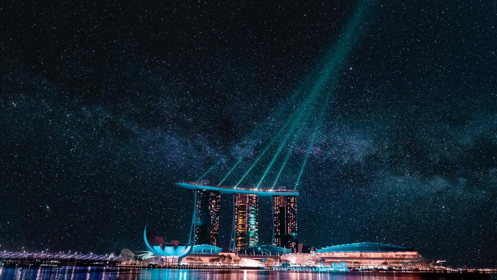 Singapore with Milky Way wallpaper