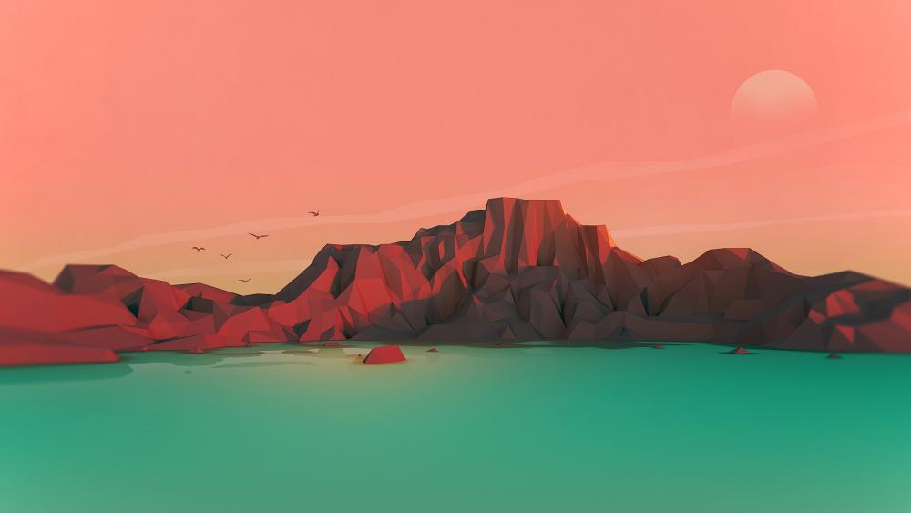 Serenity of the Low Poly Lake wallpaper