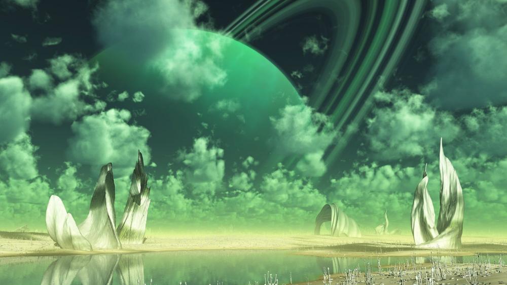 Green alien planet wallpaper