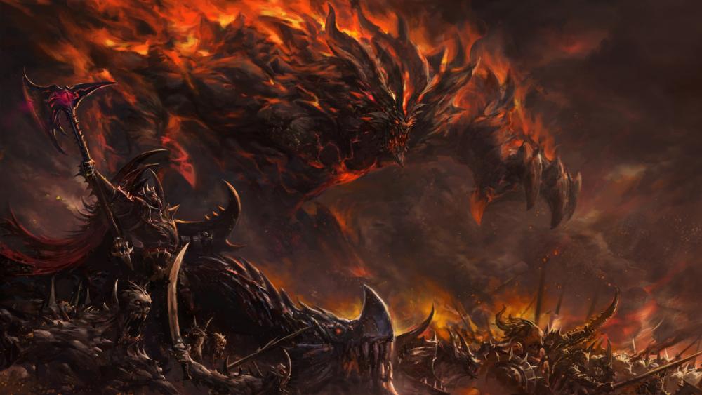 Epic Battle of Flames and Shadows wallpaper