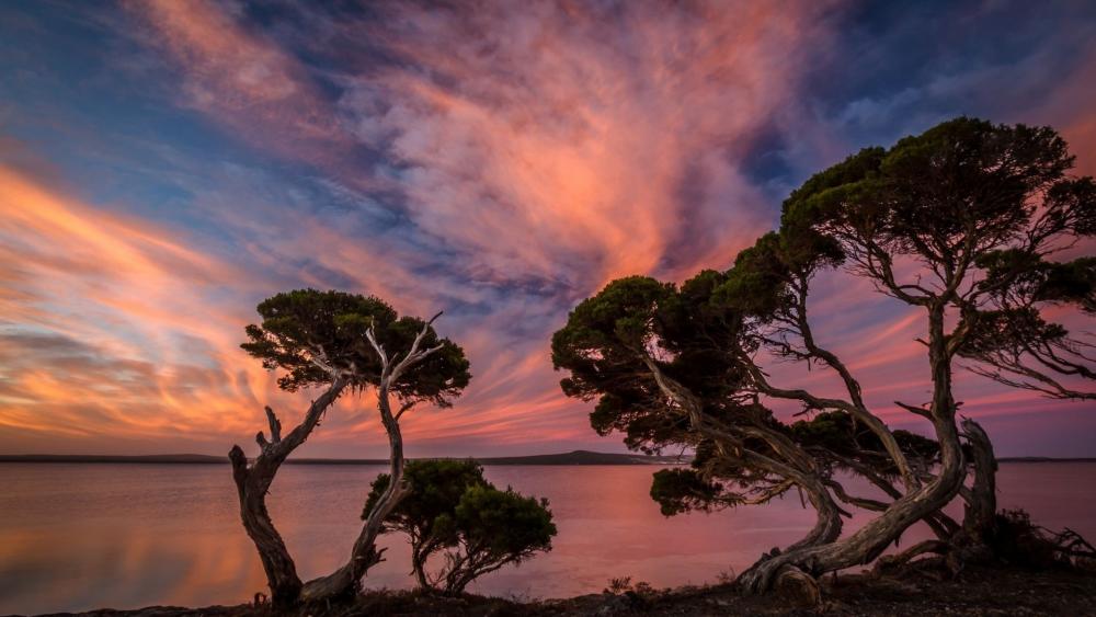 Serene Sunset Over Tranquil Waters wallpaper