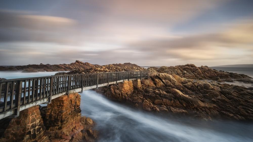 Serene Coastal Pathway at Dawn wallpaper