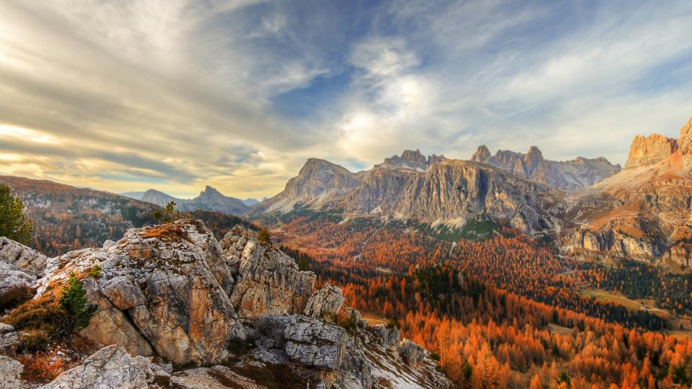 Majestic Autumn Landscape in the Dolomites Viewpoint wallpaper