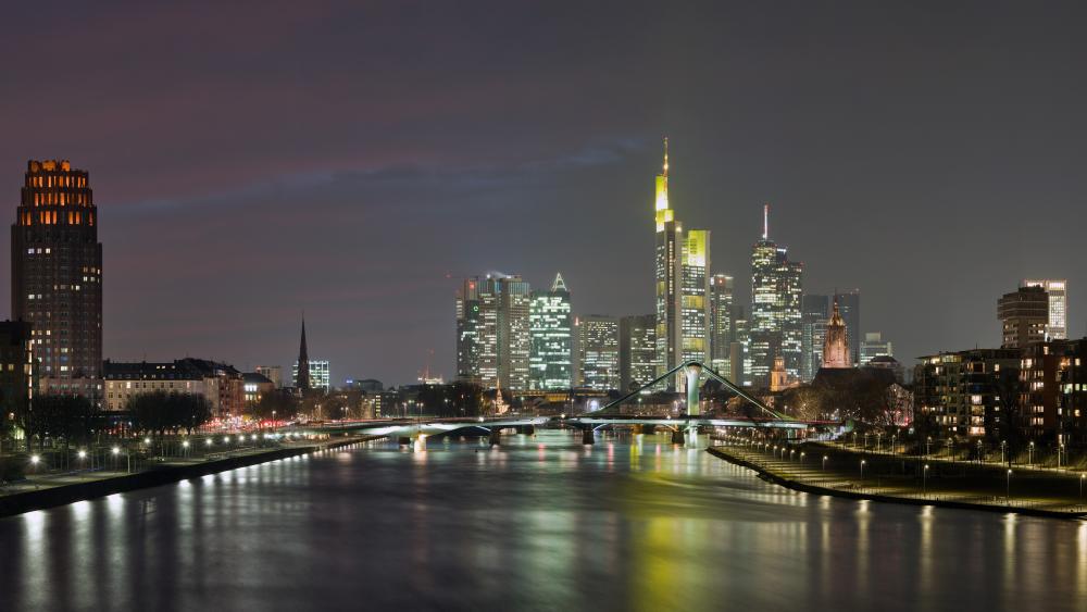 Frankfurt Skyline at Night wallpaper