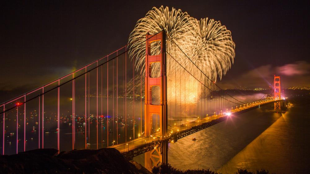 Golden Gate Bridge fireworks wallpaper