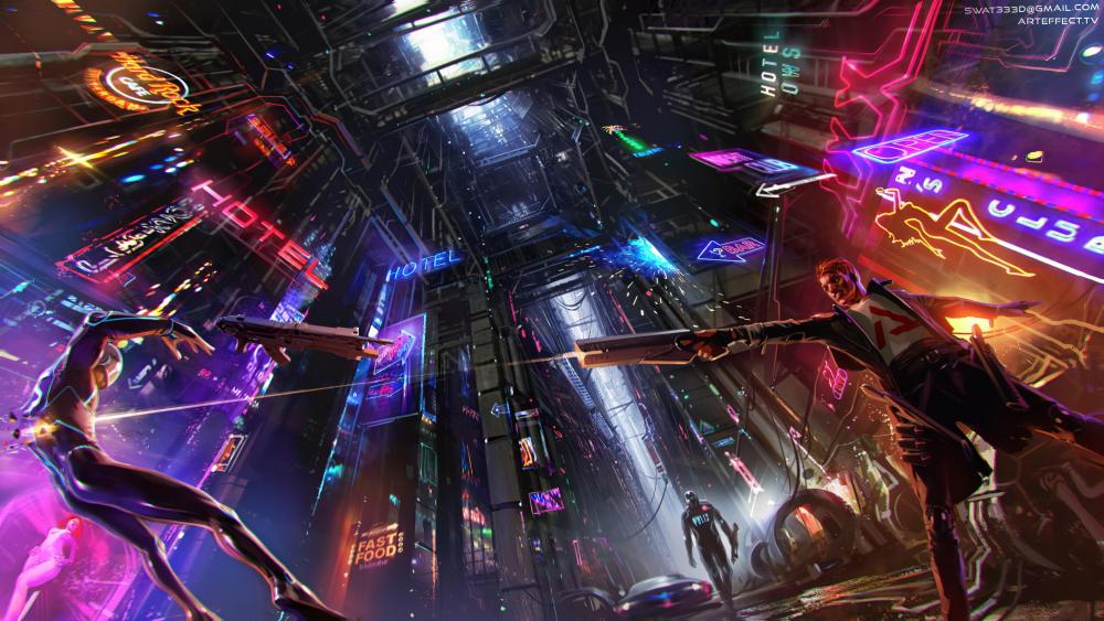 Neon Dreams in a Cyberpunk Metropolis wallpaper