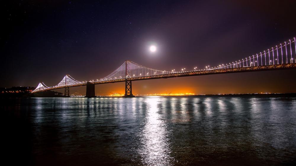 San Francisco – Oakland Bay Bridge at night wallpaper