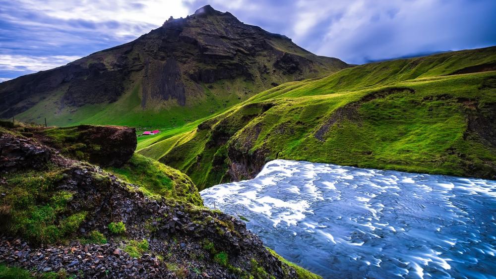 Majestic Mountain River Landscape Inspired by Nature wallpaper