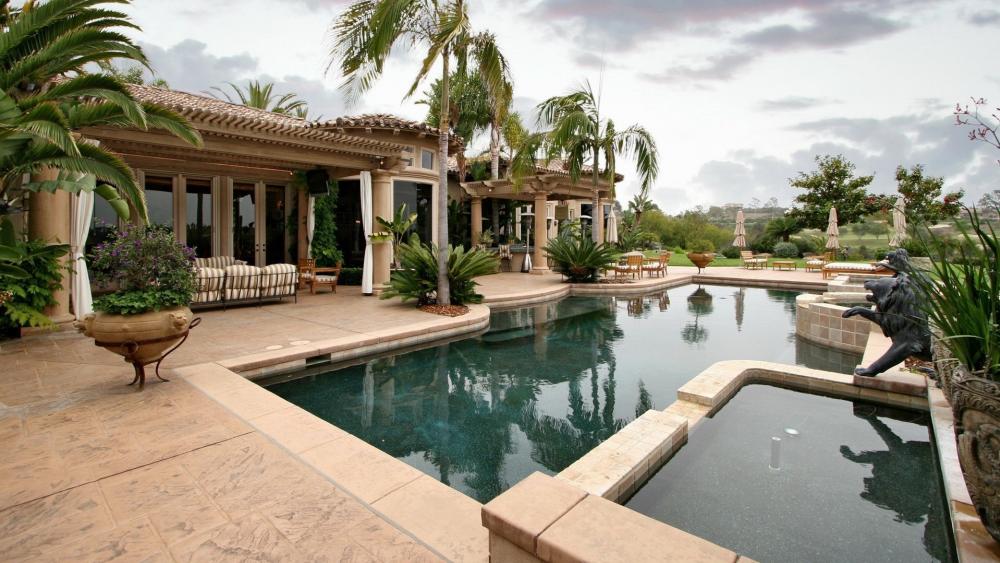 Tranquil Oasis by the Poolside wallpaper