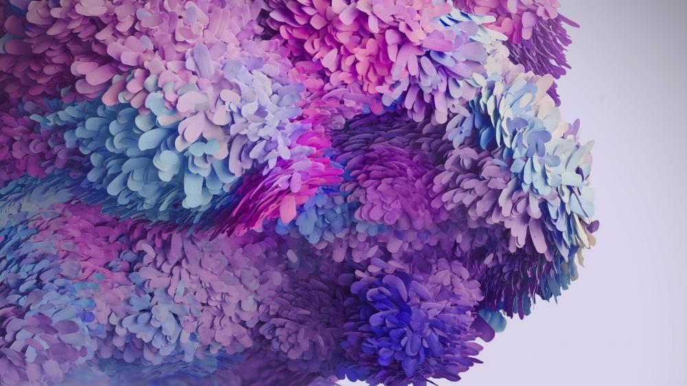 Purple Petal Cascade in 3D wallpaper