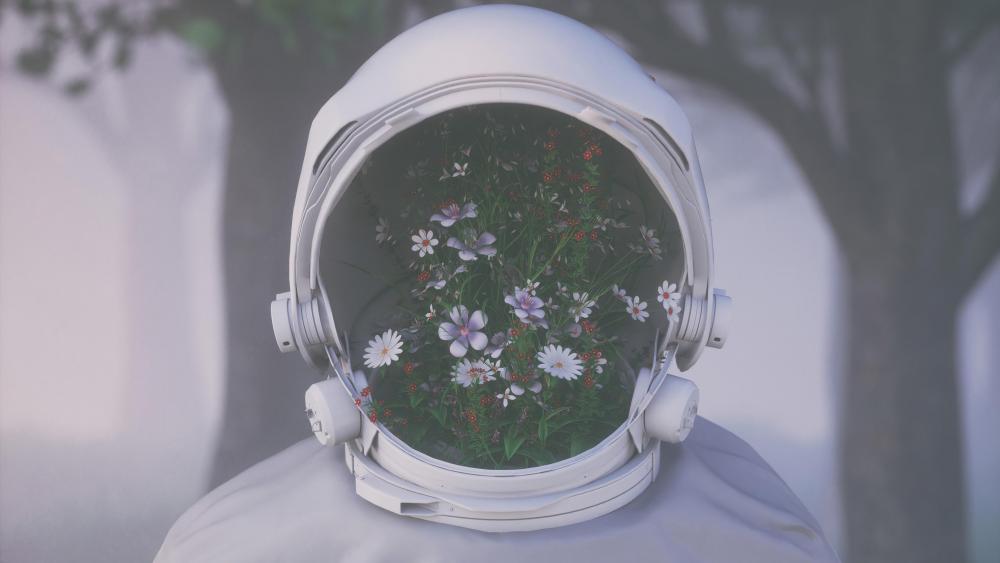 Astronaut in Bloom - A Surreal Space Vision wallpaper