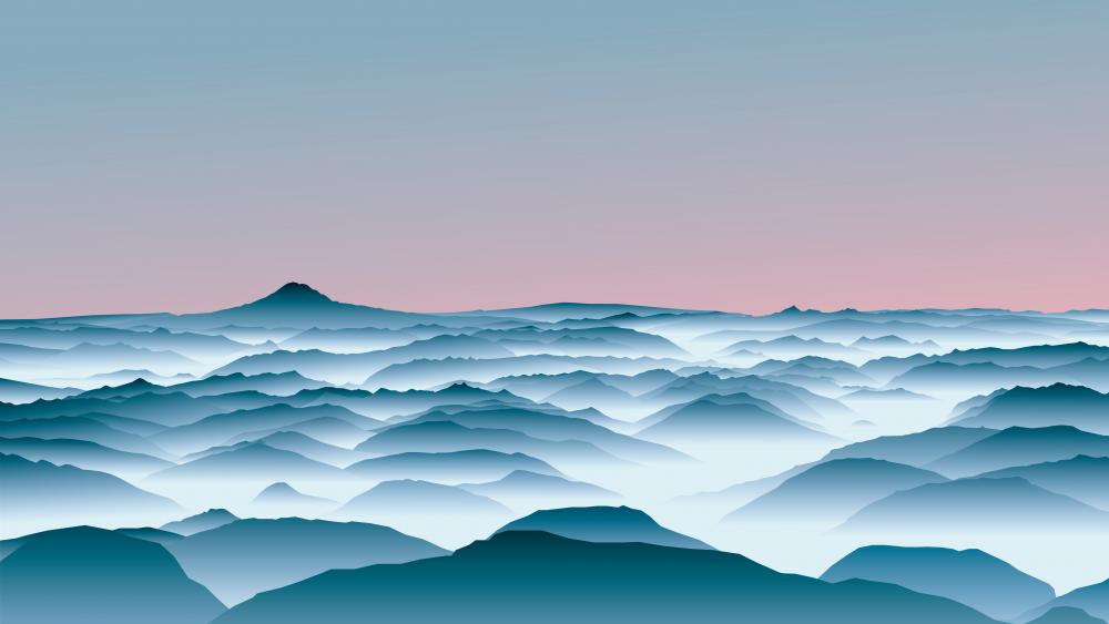 Misty Mountain Hues at Dawn wallpaper
