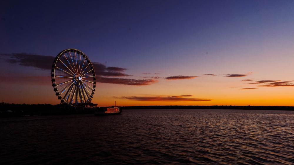 Ferris wheel at sunset wallpaper