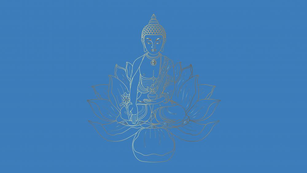 Buddha sitting on a lotus wallpaper