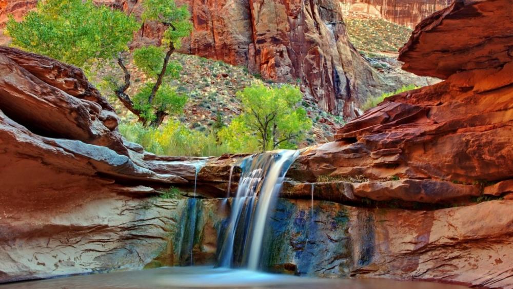 Serenity of Hidden Waterfalls in Nature's Embrace wallpaper