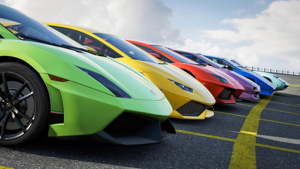 Vibrant Lineup of Sports Cars wallpaper