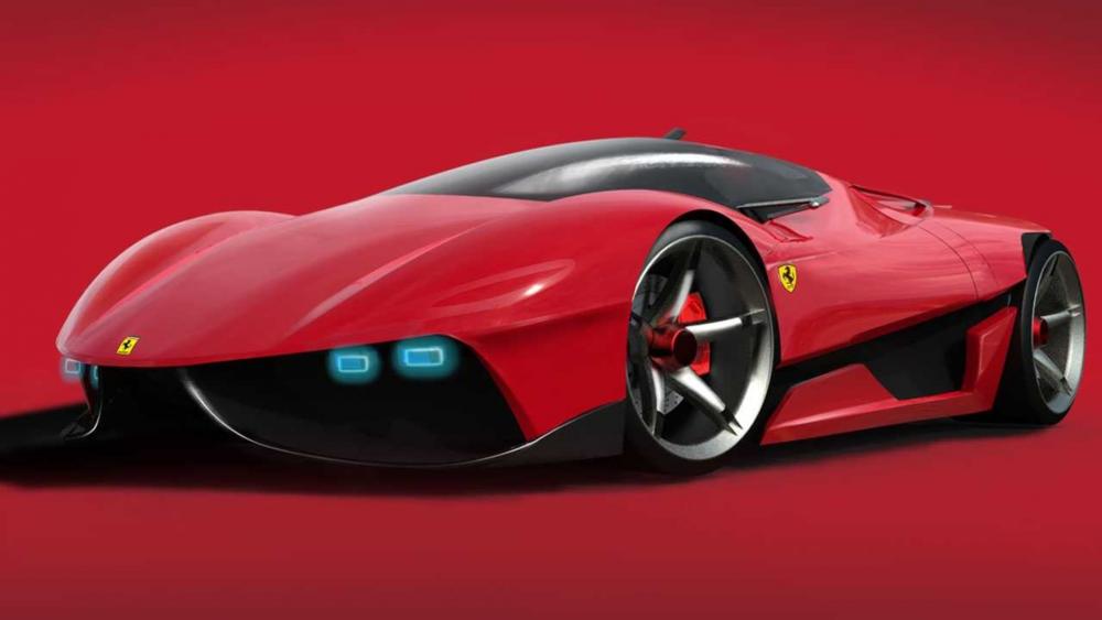 Futuristic Ferrari Design in Bold Red Shades wallpaper
