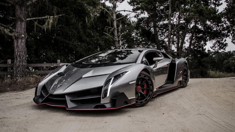 Sleek Lamborghini on a Scenic Pathway wallpaper