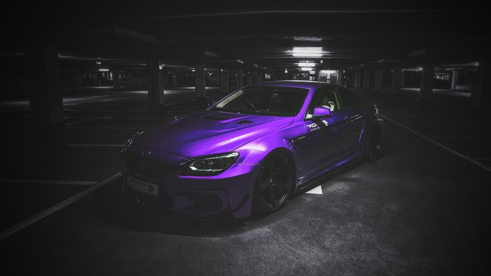 Stylish Purple Car in Dimly Lit Parking Garage wallpaper