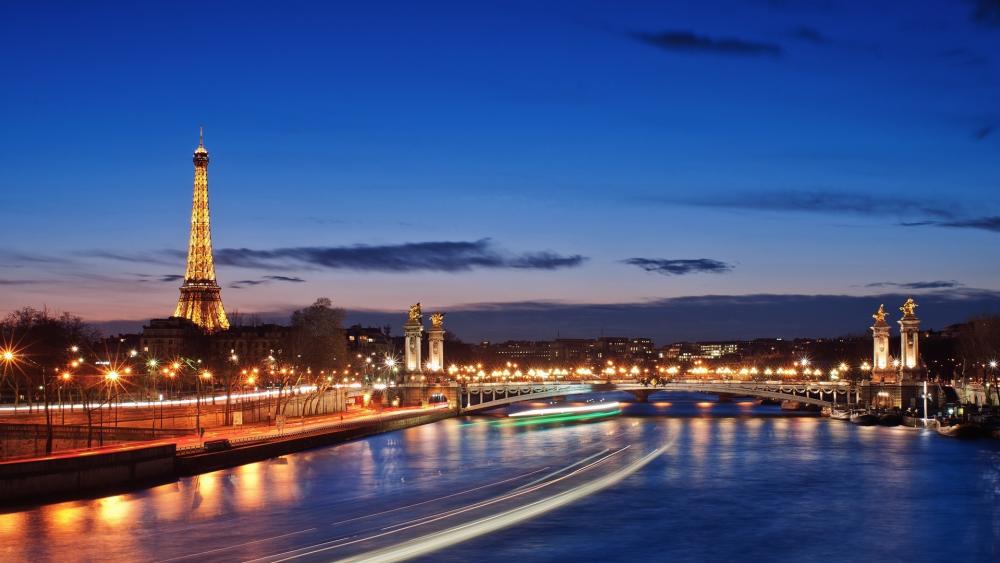 Evening Lights of Paris Cityscape Wallpaper wallpaper