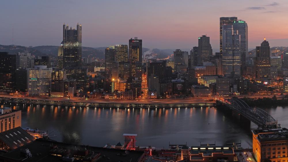 City Skyline at Dusk wallpaper