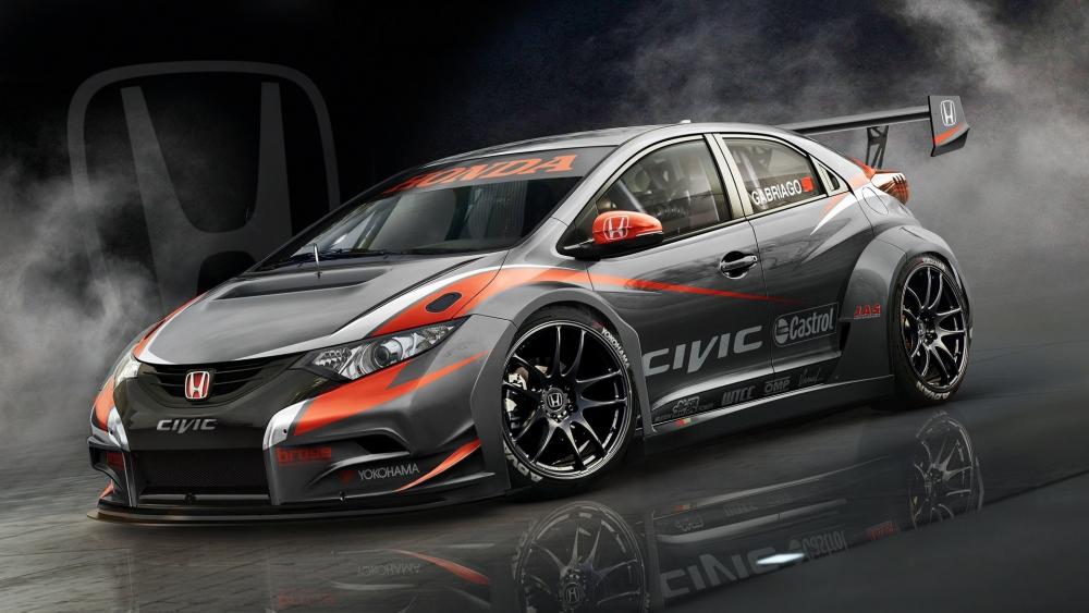 Sleek Honda Civic Race Car Wallpaper wallpaper