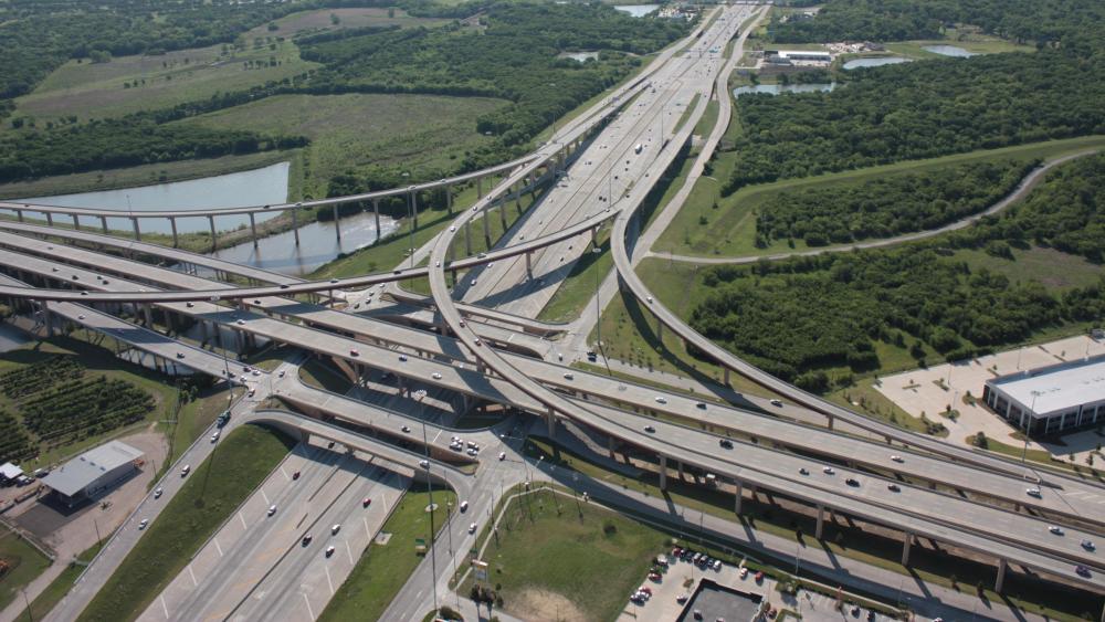 Looking Southeast at the Interchange of I-35E & SH 121 Rayburn Turnpike wallpaper