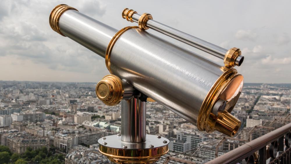 Telescope on the Observation Deck of the Eiffel Tower wallpaper