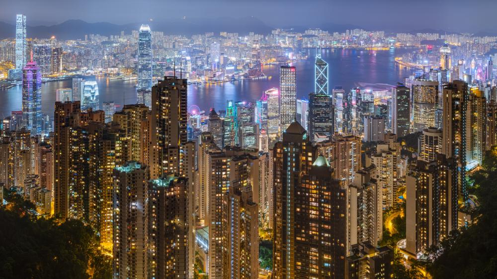 Hong Kong City Lights Viewed from Victoria Peak wallpaper