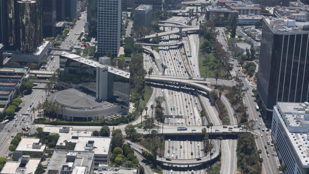 Aerial View of a Freeway in Downtown Los Angeles wallpaper