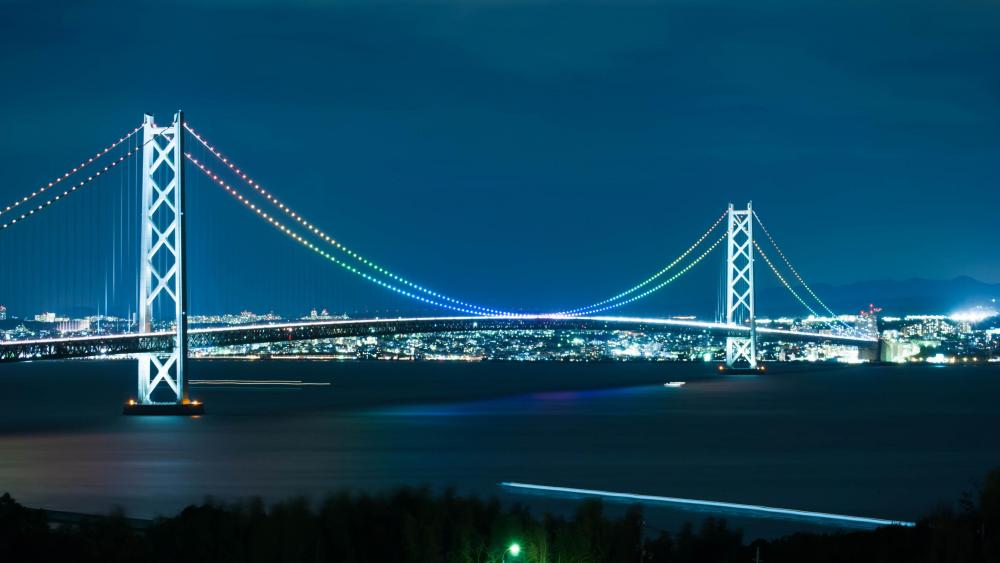 Akashi-Kaikyo Bridge at Night wallpaper