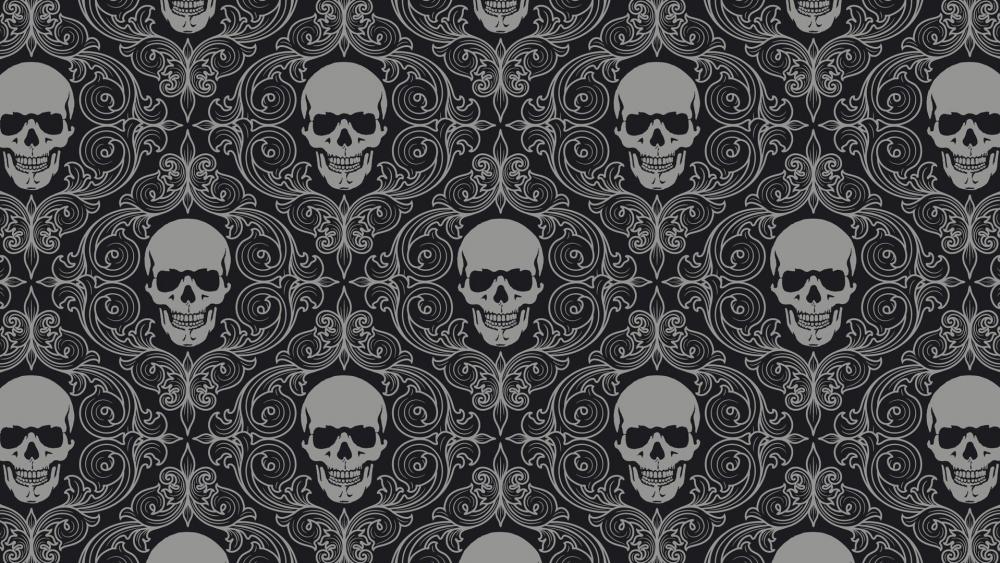 Dark Skulls Pattern in Monochrome wallpaper