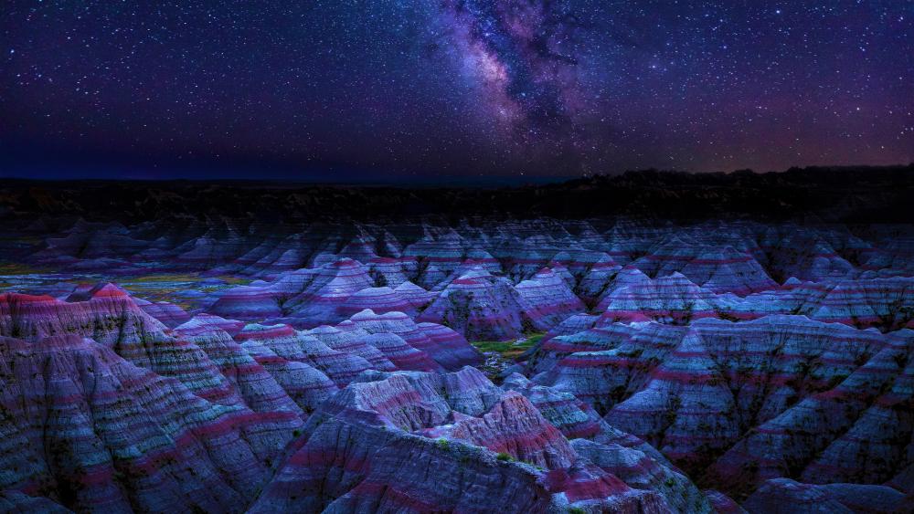 Badlands National Park by night wallpaper