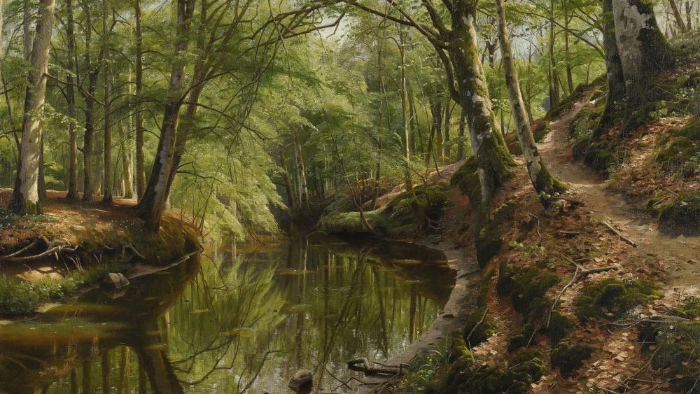 Tranquil Forest Stream Inviting Serenity and Calmness wallpaper