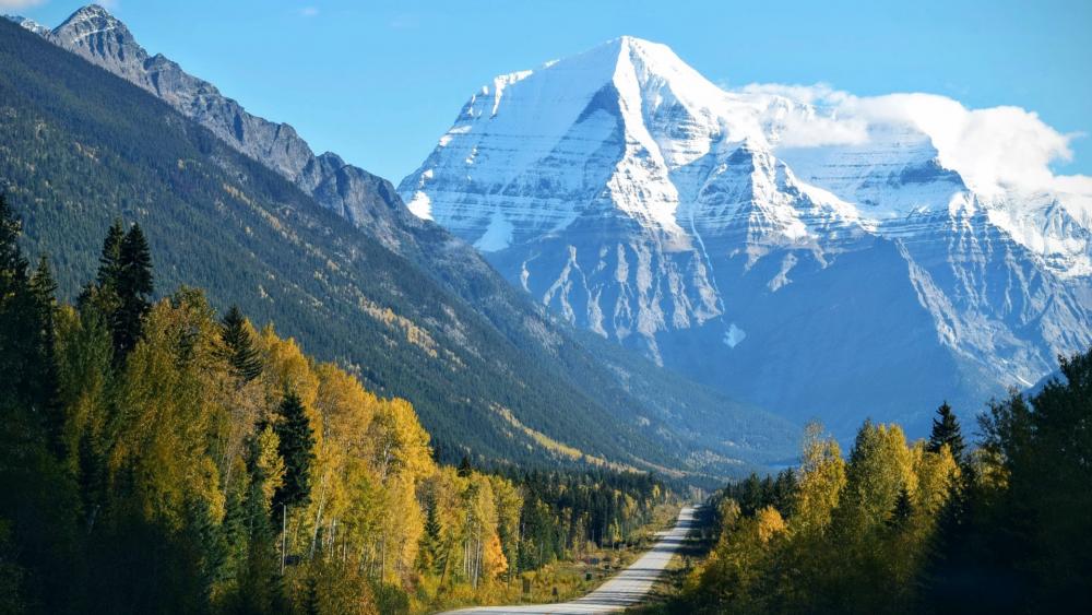 Majestic Mountain View with Vibrant Autumn Foliage wallpaper