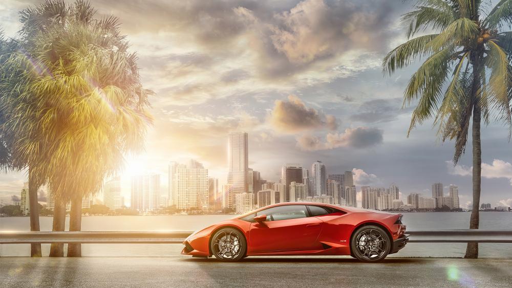 Lamborghini Huraca in Miami wallpaper