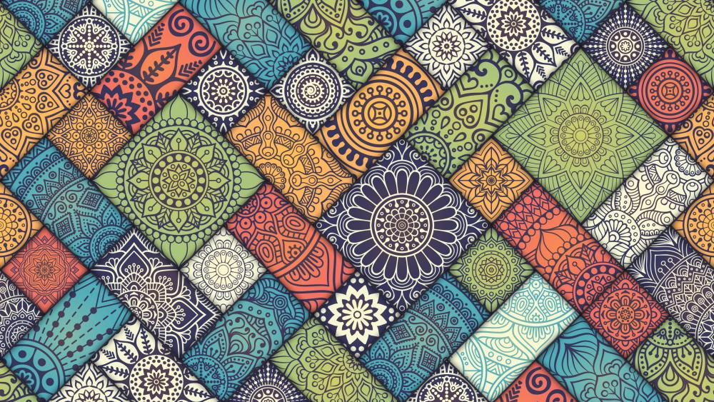 Vintage patterned tiles wallpaper