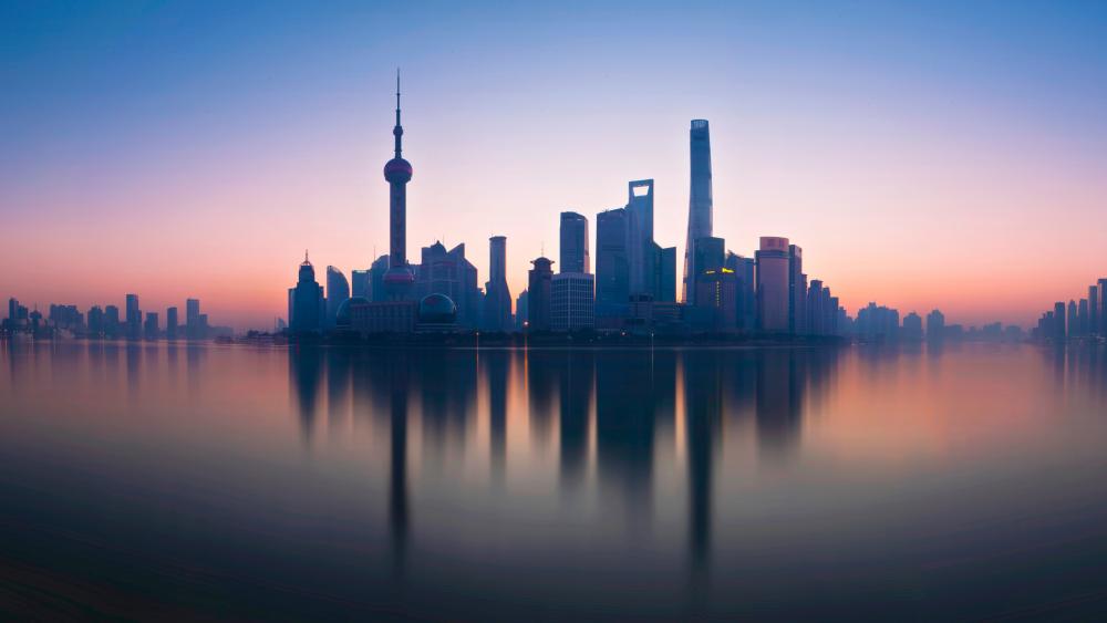 Shanghai Pudong cityscape reflection wallpaper