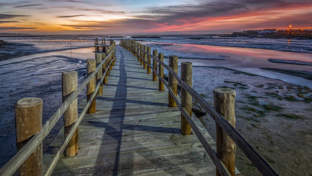 Serene Sunset Over Tranquil Marshland wallpaper
