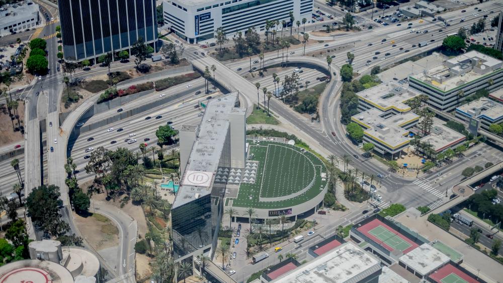 Aerial View of a Freeway in Downtown LA wallpaper